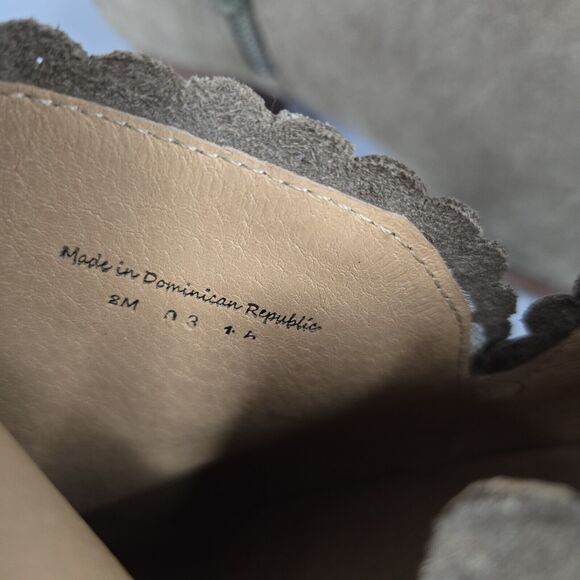 Jack Rogers Size 8 Bootie Marianne Oak Suede Boots Scalloped Side Zip Heel - Picture 8 of 12